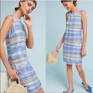 ANTHROPOLOGIE • AKEMI & KIM Tweed Stripe Shift Dress Size 14
